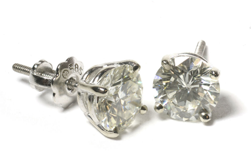 1 Carat Diamond Earrings
 1 5 Carat Diamond Stud Earrings in 14k White Gold SI1 SI2