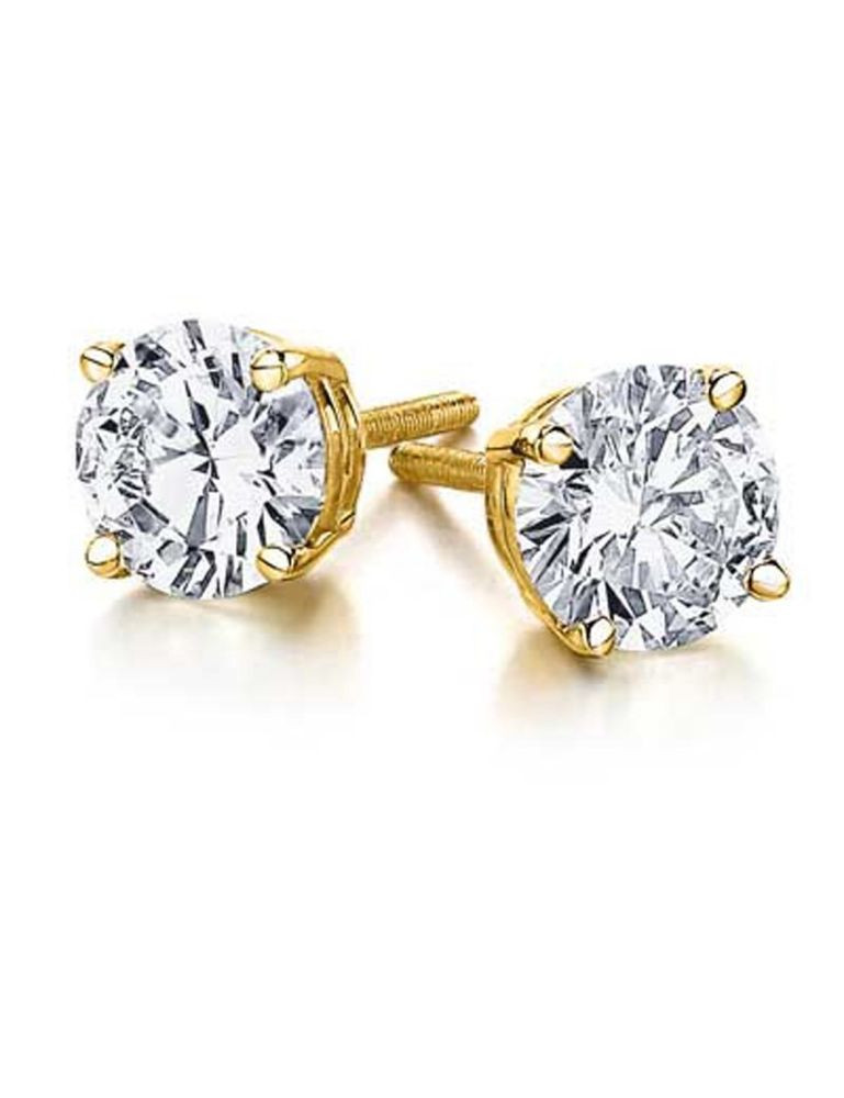 1 Carat Diamond Earrings
 1 2 CARAT 14K YELLOW GOLD AUTHENTIC DIAMOND ROUND CUT