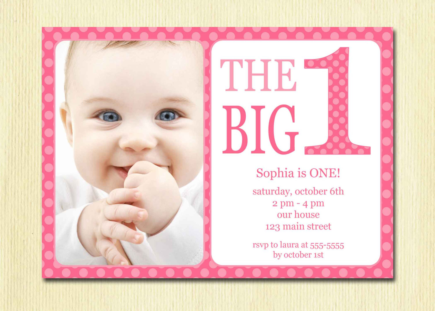 1 Year Old Birthday Invitations
 First Birthday Baby Girl Invitation DIY Printable