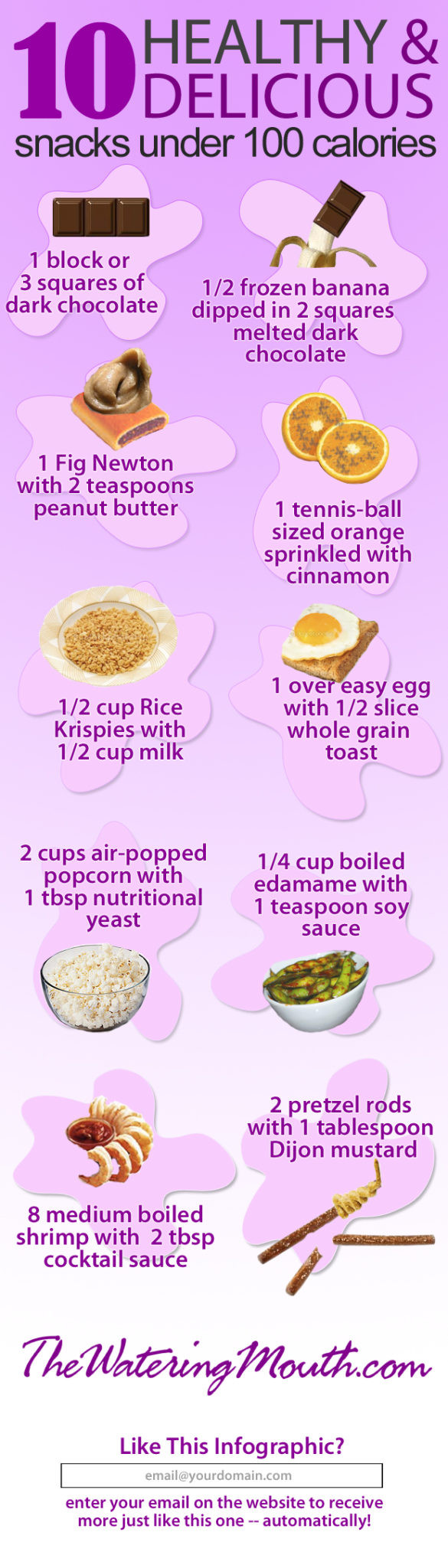 10 Healthy Snacks
 10 Healthy Snacks Under 100 Calories [ infographic] The
