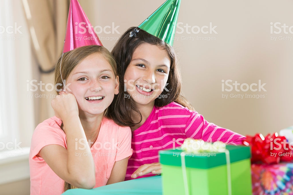 12 Year Old Girl Birthday Party
 Two 12 Year Old Girls At A Birthday Party Stock