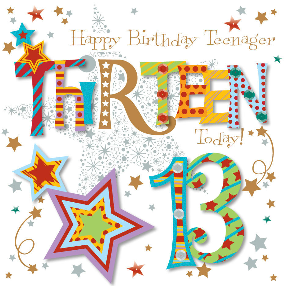 13th Birthday Wishes
 Thirteen Today 13th Birthday Greeting Card
