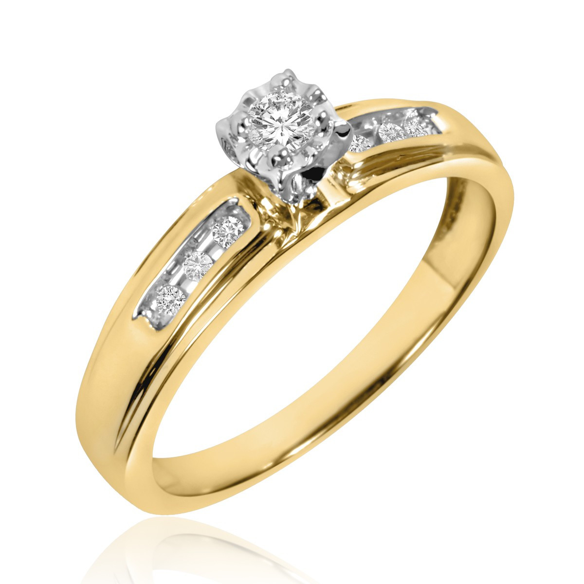 14k Gold Wedding Ring Sets
 1 4 CT T W Diamond Trio Matching Wedding Ring Set 14K