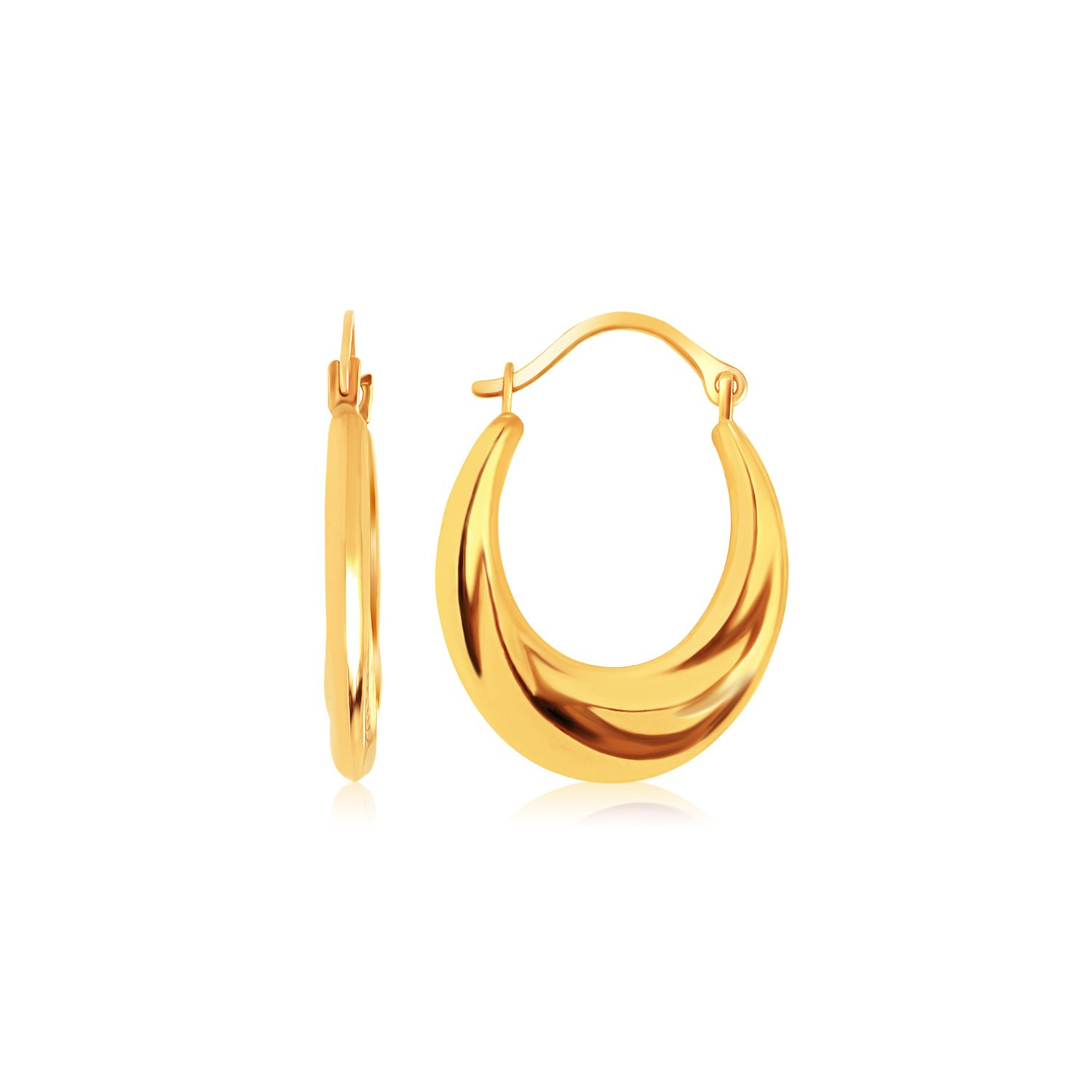 14k Hoop Earrings
 14K Yellow Gold Graduated Oval Hoop Earrings