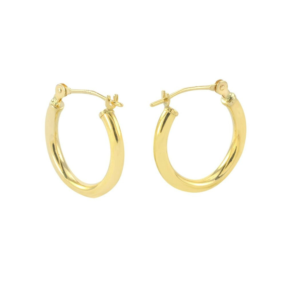 14k Hoop Earrings
 14k Yellow Gold Hoop Earrings 14mm Small Latch Post Hoops