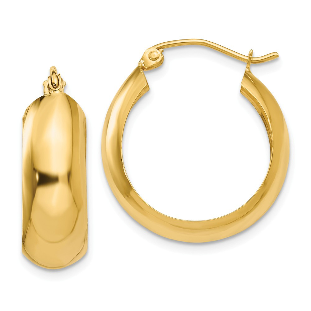 14k Hoop Earrings
 7mm x 21mm 14k Yellow Gold Half Round Open Back Hoop