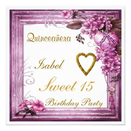 15 Birthday Invitations
 Quinceanera Sweet 15 Birthday Invitation Pink 5 25" Square