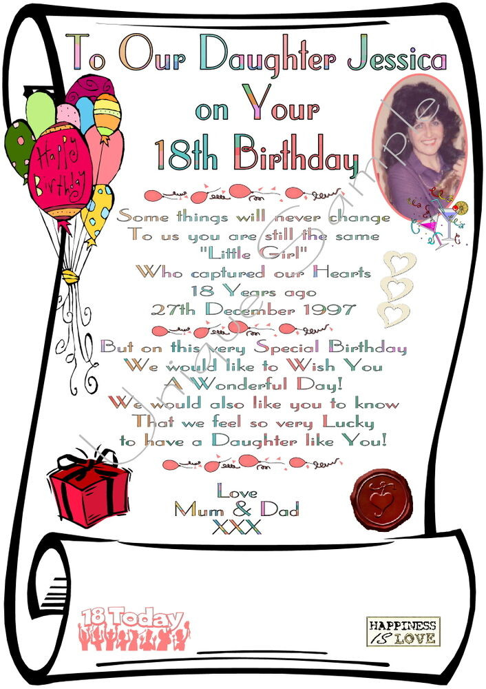 18th Birthday Wishes For Daughter
 18th Birthday Daughter Son Personalised Laminated Card