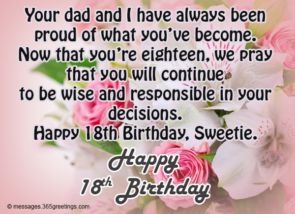 18th Birthday Wishes For Daughter
 18th Birthday Wishes Messages and Greetings