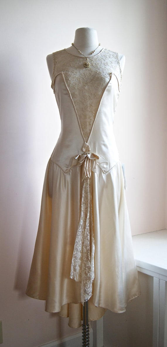 1920s Wedding Dresses
 RESERVED 1920s Wedding Dress Vintage 20s Lace Flapper