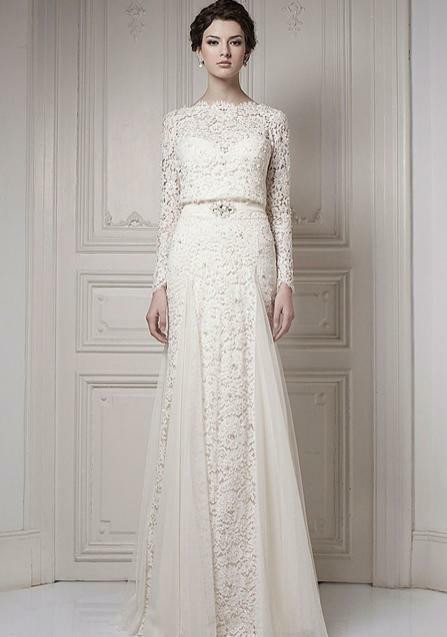 1920s Wedding Dresses
 ersa wedding dress lace long sleeves white ivory vintage