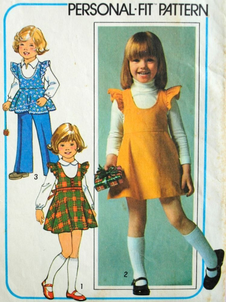 1970S Fashion For Kids
 Vintage 1970s Simplicity 7632 Sewing Pattern Girls Jumper