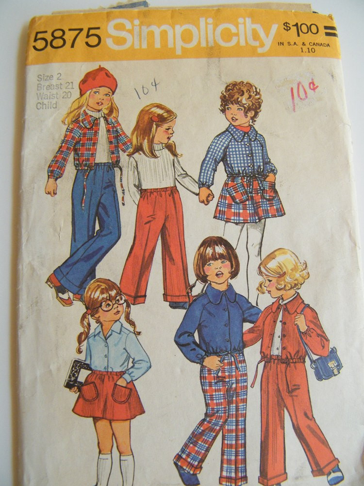 1970S Fashion For Kids
 Vintage 1970s Toddler Girl Wardrobe Pattern Skirt Pants and