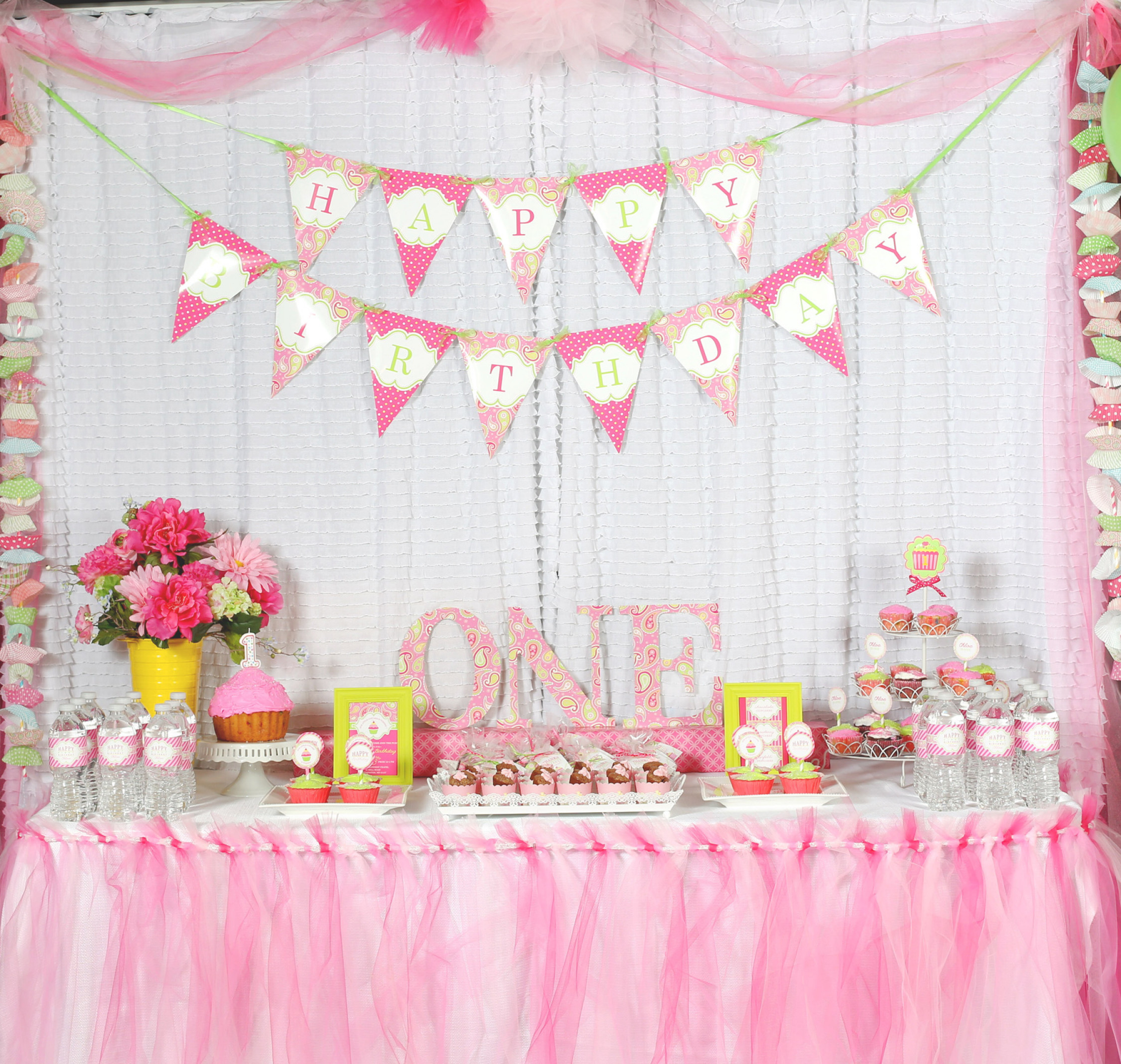 1st Birthday Decorations For Girl
 A Cupcake Themed 1st Birthday party with Paisley and Polka