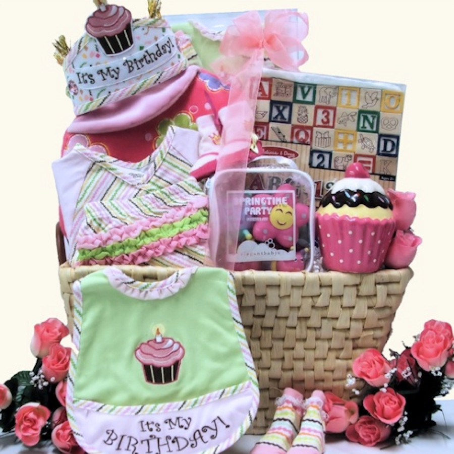 1St Birthday Gift Basket Ideas
 Baby s 1st Birthday Girl Baby Birthday Pink Gift Basket