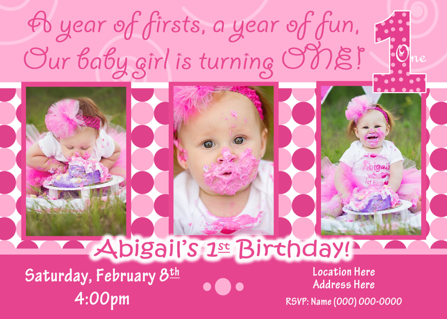 1st Birthday Invitations Girl
 1st Birthday Girl invitation 1st birthday Girl invite