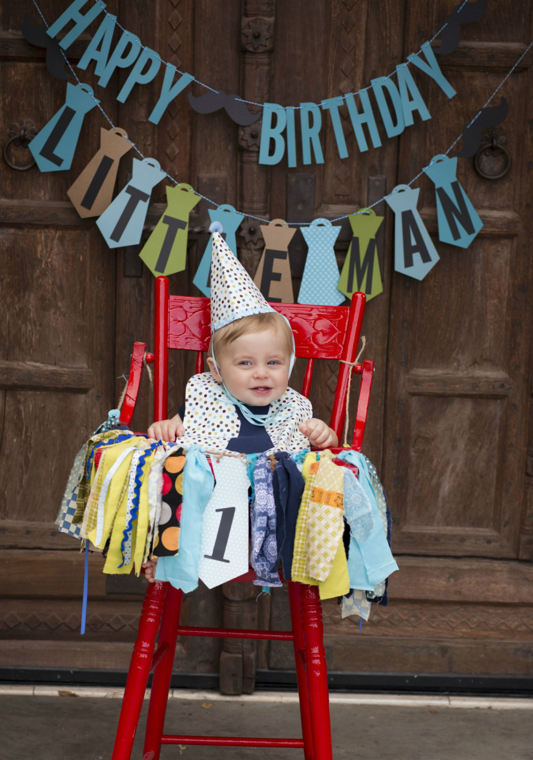 1st Birthday Party Boy
 First Birthday Little Man Banners Boys High Chair & Birthday