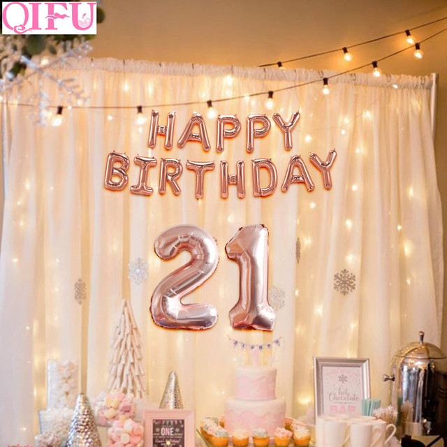 21 Birthday Party
 QIFU 32 inch 21 Happy Birthday Balloons Rose Gold 21st