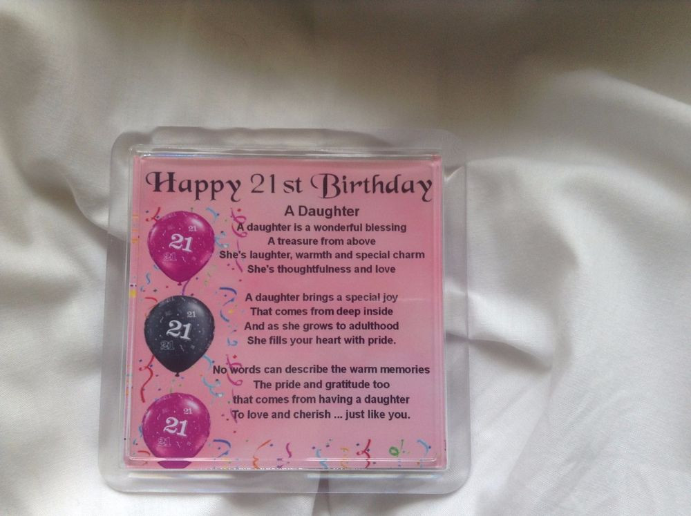 21St Birthday Gift Ideas For Daughter
 Personalised Coaster Pink Daughter Poem 21st