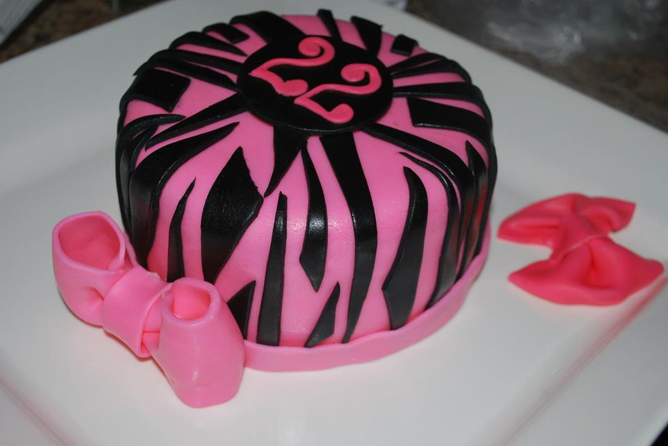 22nd Birthday Cake
 Sweet Confections By Amanda 22nd Birthday Zebra Cake