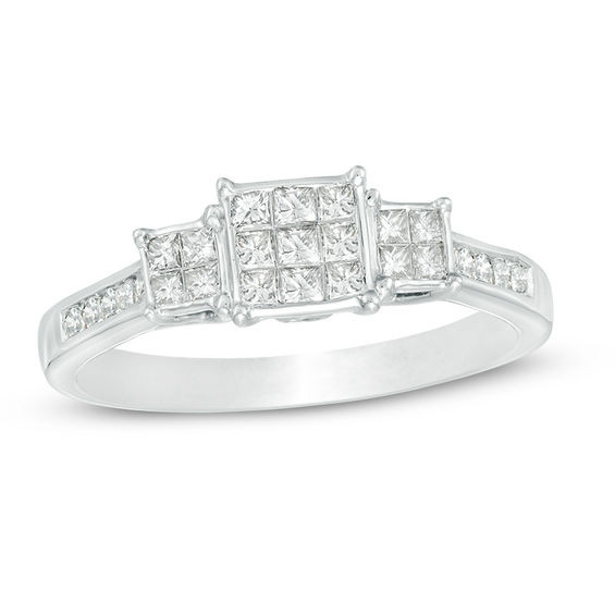 2ct Princess Cut Engagement Rings
 1 2 CT T W Princess Cut posite Diamond Three Stone