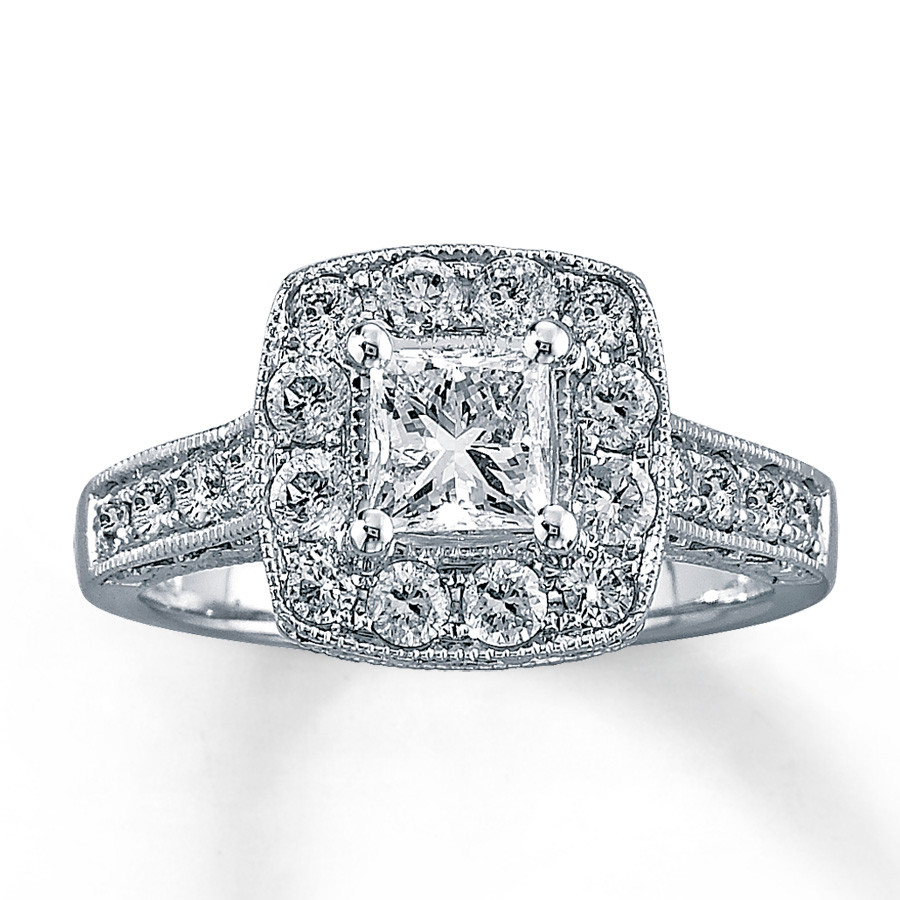 2ct Princess Cut Engagement Rings
 Diamond Engagement Ring 1 1 2 ct tw Princess cut 14K White