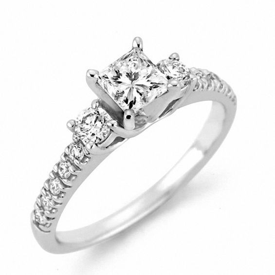2ct Princess Cut Engagement Rings
 1 2 CT T W Certified Princess Cut Diamond Three Stone