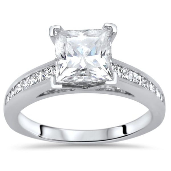 2ct Princess Cut Engagement Rings
 Noori 2 ct Princess Cut Moissanite Center 1 2ct Diamond