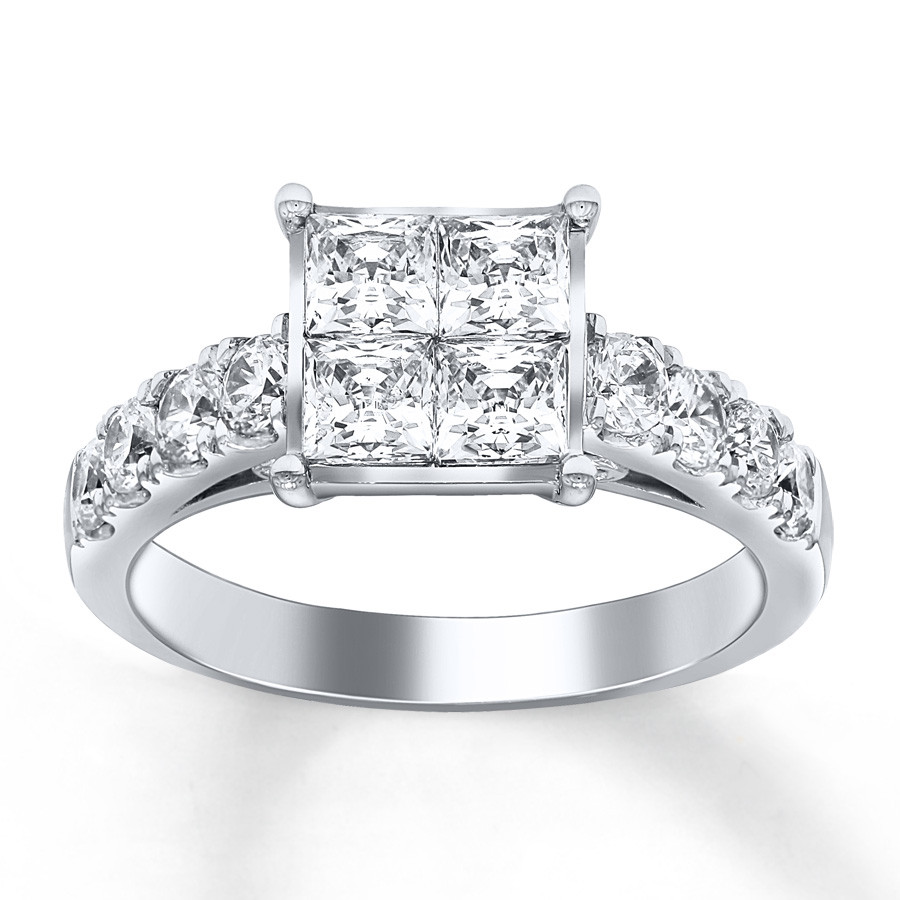 2ct Princess Cut Engagement Rings
 Diamond Engagement Ring Princess cut Round 2 ct tw 14K