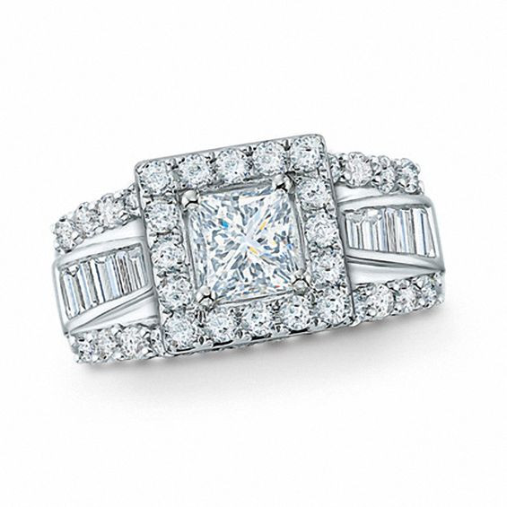 2ct Princess Cut Engagement Rings
 2 CT T W Frame Princess Cut Diamond Engagement Ring in