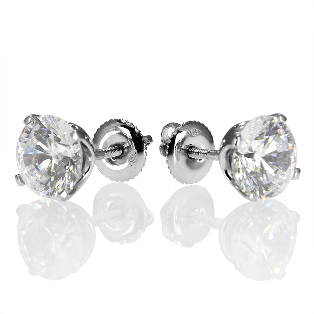 3 Carat Diamond Stud Earrings
 3 4 Carat Diamond Stud Earrings Round H SI1 14K White Gold