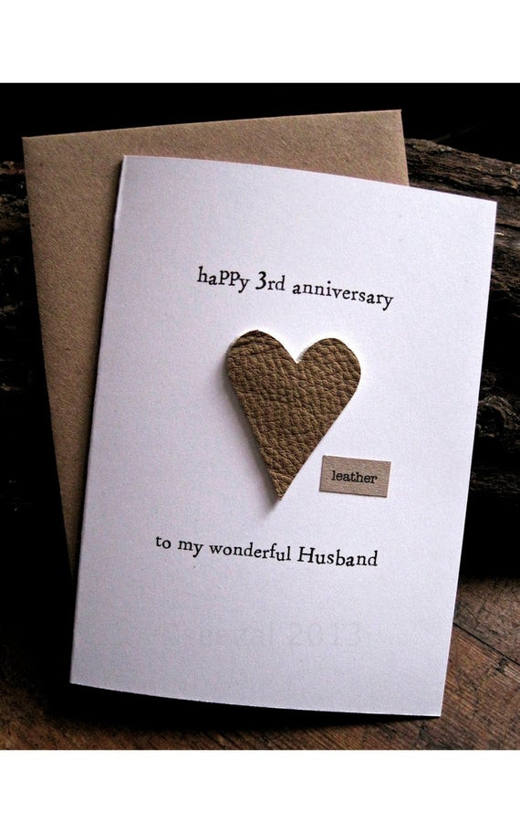 3 Year Anniversary Gift Ideas For Wife
 3rd Wedding Anniversary Card LEATHER Traditional by