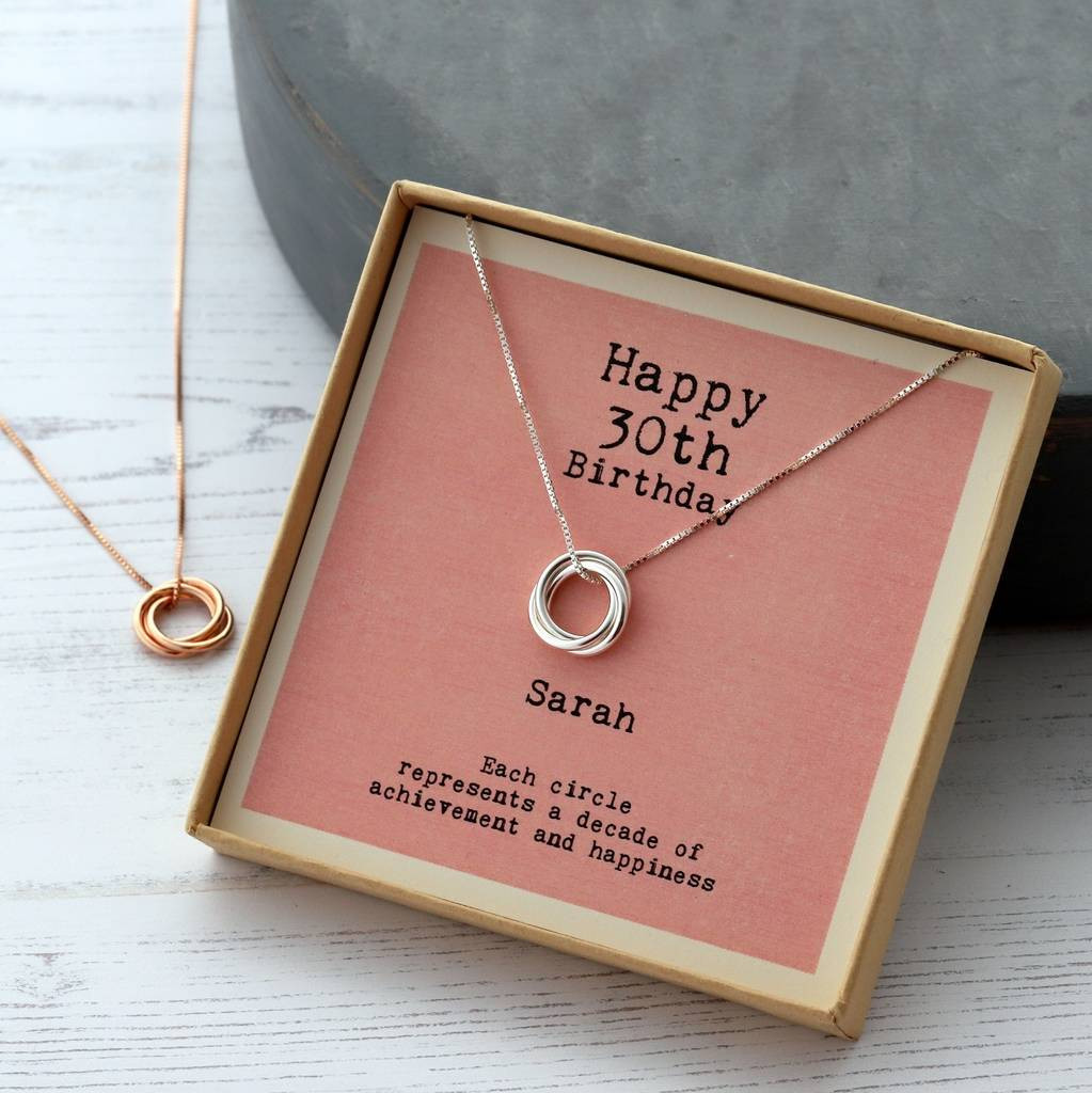 30Th Birthday Gift Ideas
 sterling silver happy 30th birthday necklace by attic