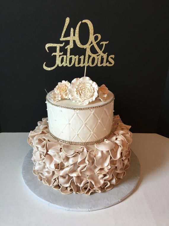 40 Birthday Cakes
 ANY NUMBER Gold Glitter 40th Birthday Cake Topper 40 and