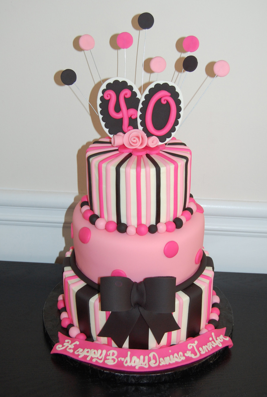 40 Birthday Cakes
 40Th Birthday Cake Pink And Black CakeCentral