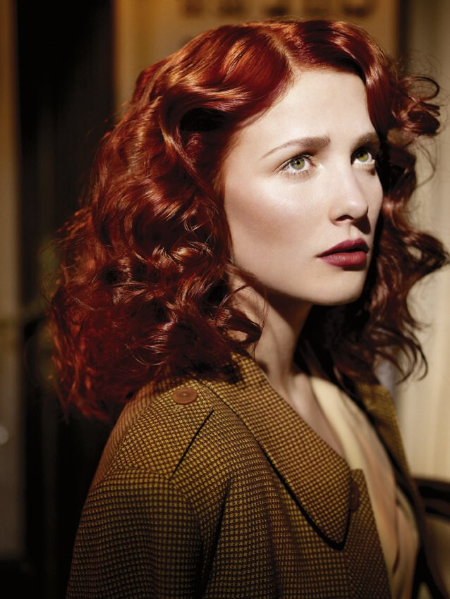 40S Hairstyle For Long Hair
 Post war 40s vintage hairstyle for long red hair with