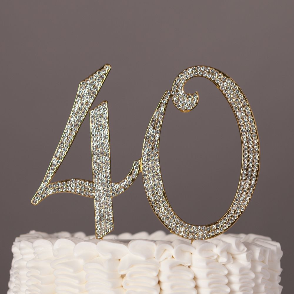 40th Birthday Cake Toppers
 40 Gold Rhinestone Cake Topper 40th Birthday Anniversary