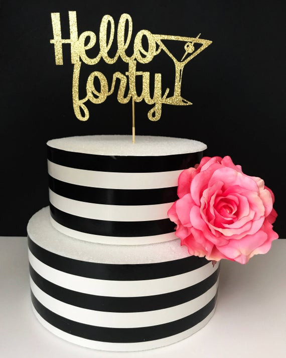 40th Birthday Cake Toppers
 Hello forty cake topper 40th birthday cake topper