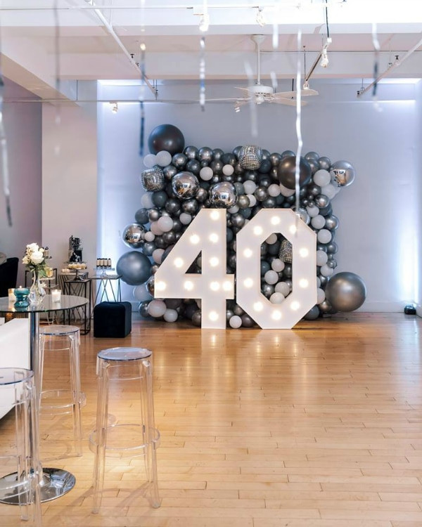 40th Birthday Party Decorations
 Navy Blue and Silver 40th Birthday Party Pretty My Party
