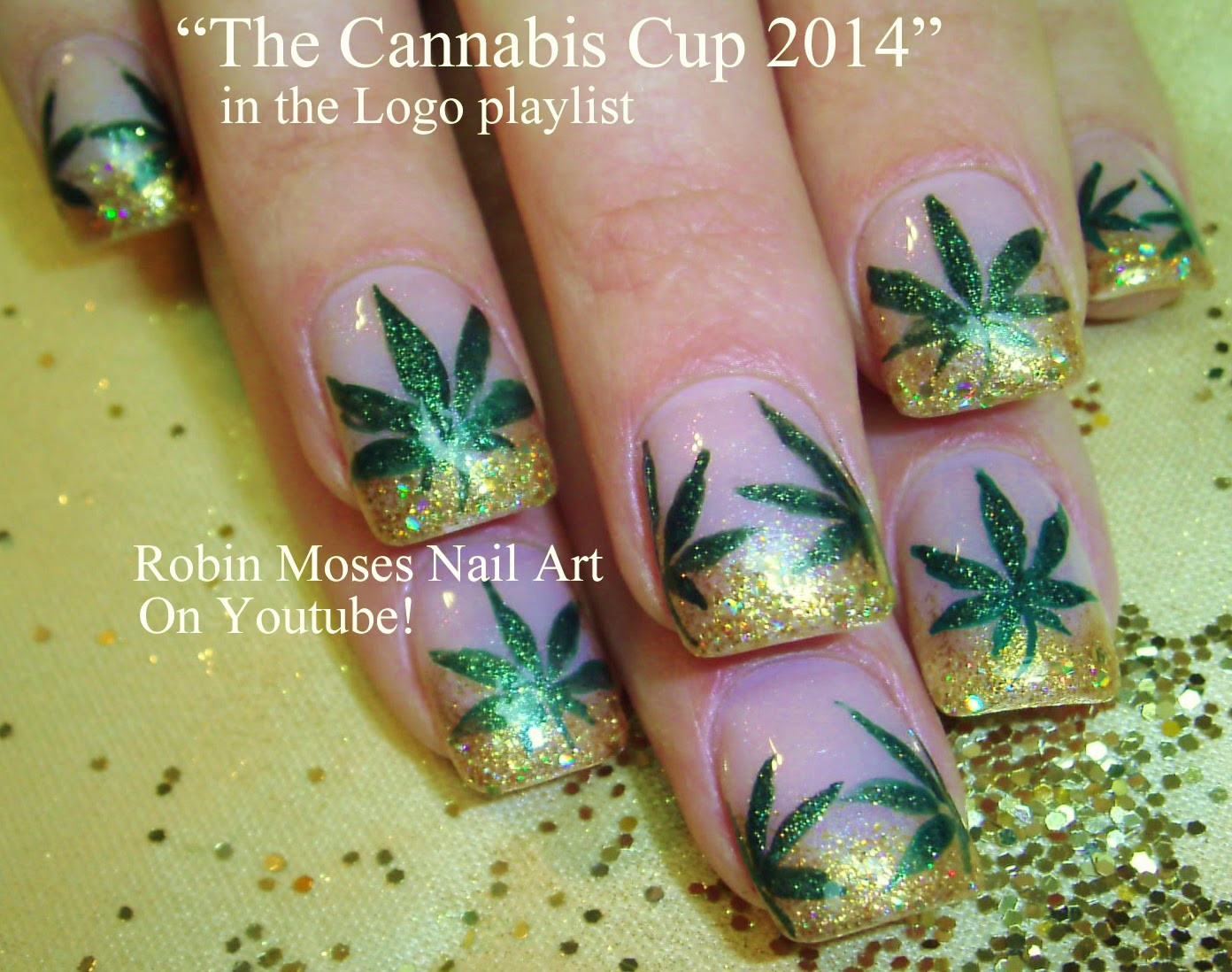 420 Nail Designs
 Nail Art by Robin Moses "cannabis cup 2014" "nail art