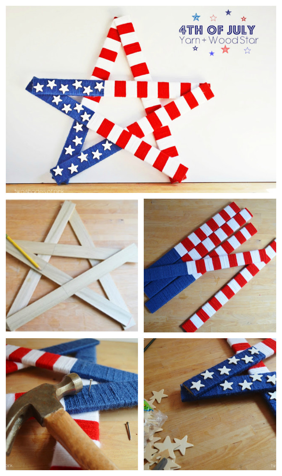 4Th Of July Kids Crafts
 4th of July Yarn and Wood Star Eighteen25