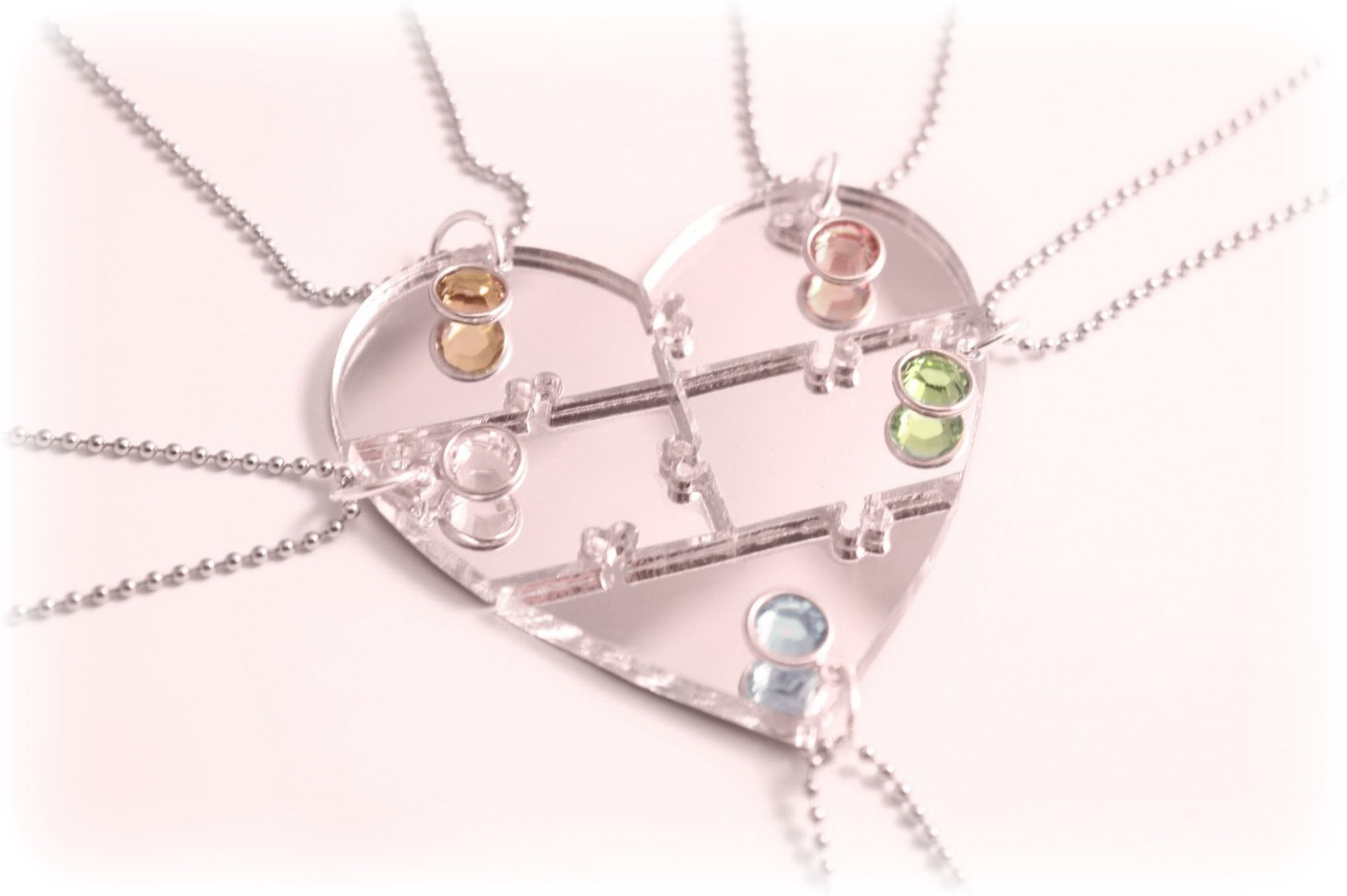 5 Piece Friendship Necklace
 Best Friends 5 Piece Puzzle Heart Necklace by