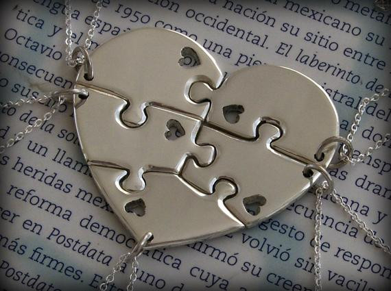 5 Piece Friendship Necklace
 5 Best Friend Puzzle Necklace 5 Piece Puzzle Heart Necklace