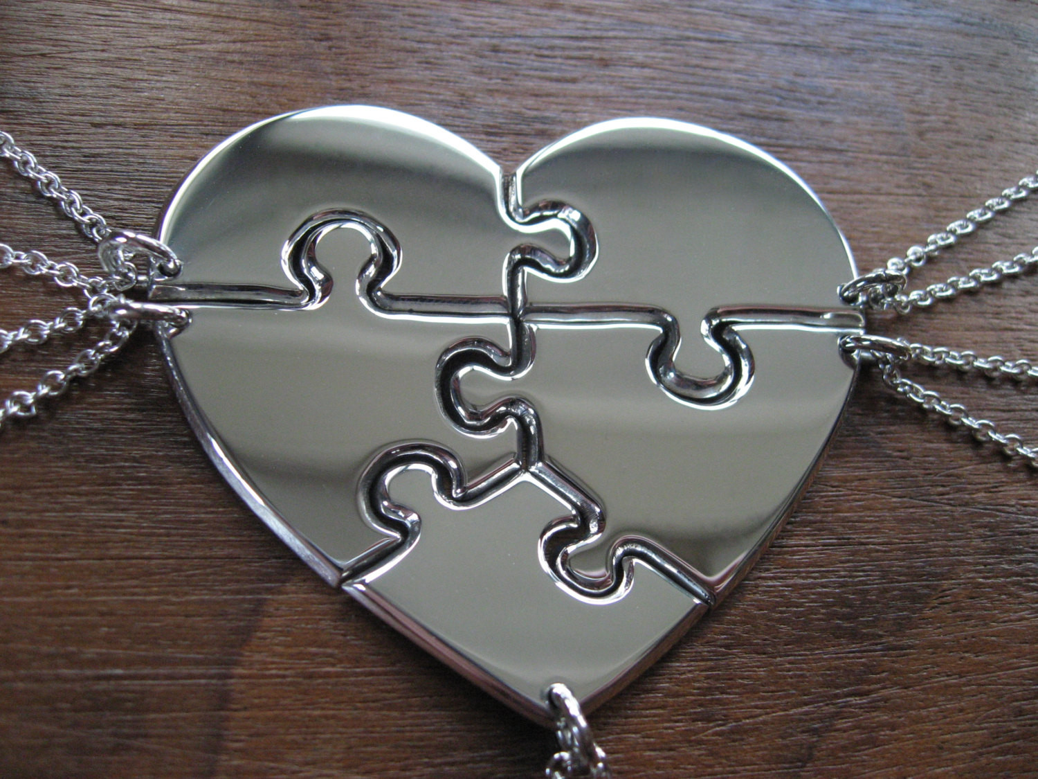 5 Piece Friendship Necklace
 Five Piece Heart Puzzle Necklace Pendants by GorjessJewellery