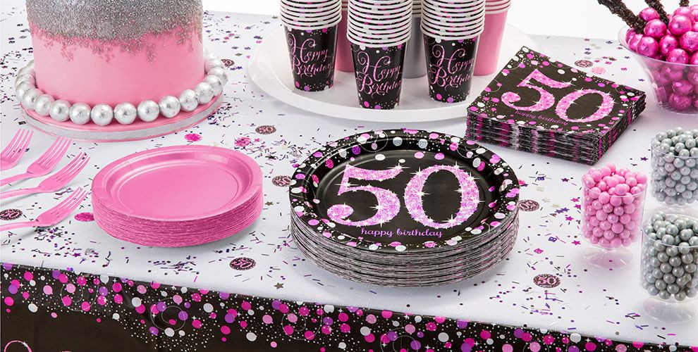 50 Birthday Party Decorations
 Pink Sparkling Celebration 50th Birthday Party Supplies