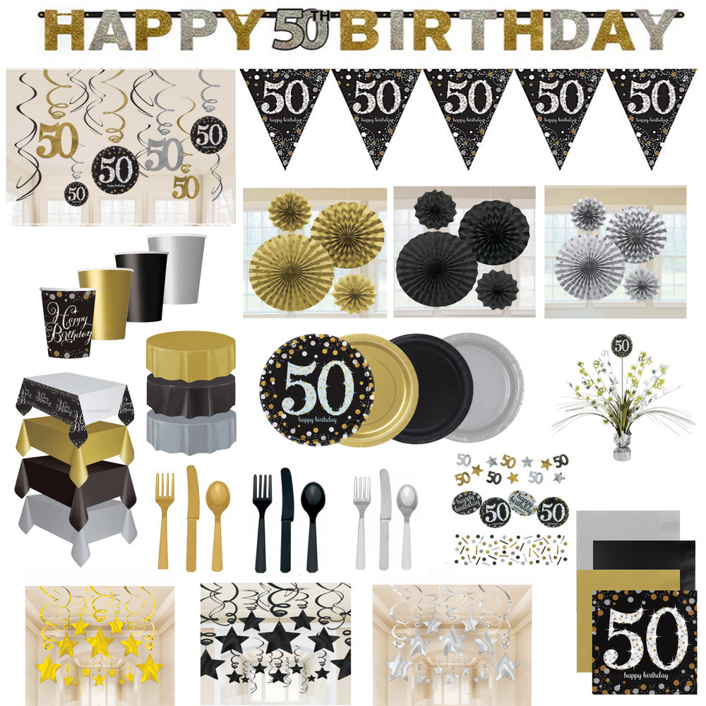 50 Birthday Party Decorations
 50th Birthday Party Decorations Black Gold Tableware