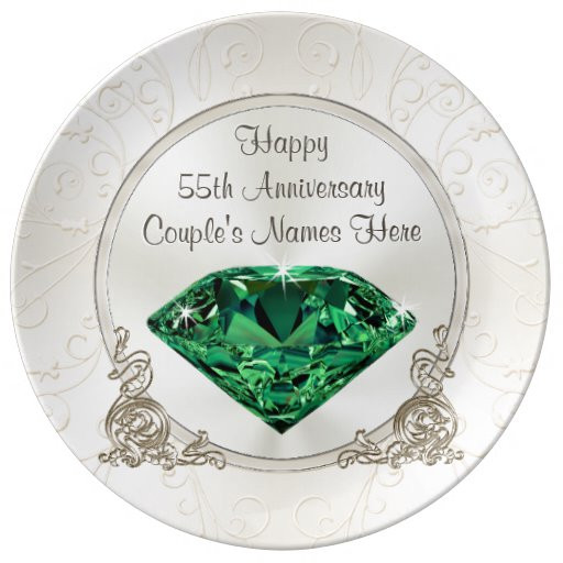 55Th Wedding Anniversary Gift Ideas
 Emerald Happy 55th Anniversary Gifts PERSONALIZED Plate