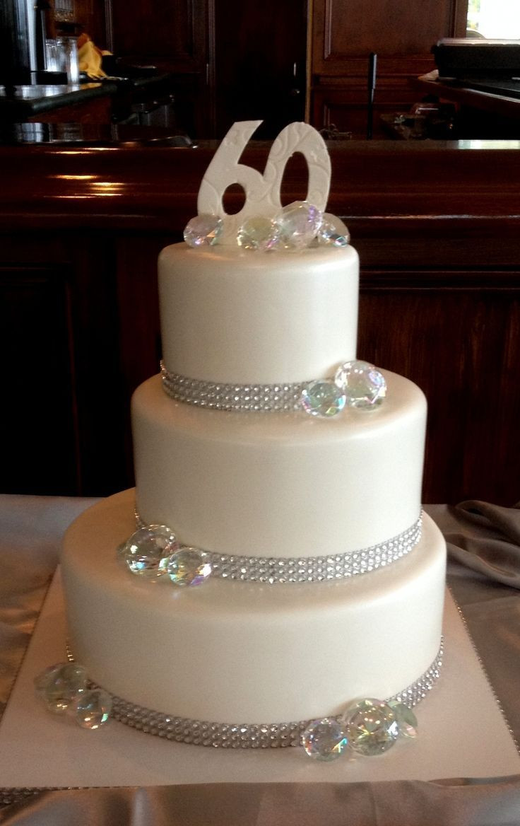 60th Birthday Cake Decorations
 60th Wedding anniversary cake with a little bling in 2019