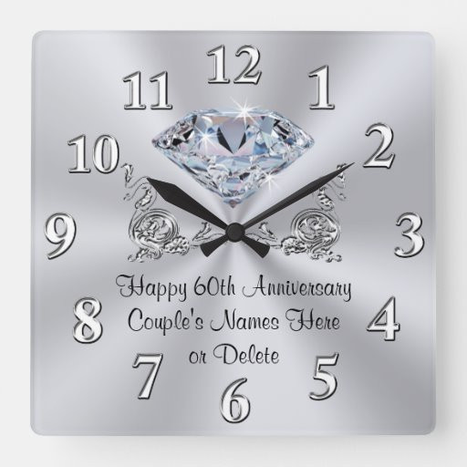 60Th Wedding Anniversary Gift Ideas
 Diamond Personalized 60th Anniversary Gifts CLOCK