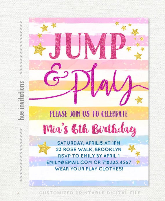 6th Birthday Invitation Wording
 jump birthday invitation rainbow girls 6th birthday
